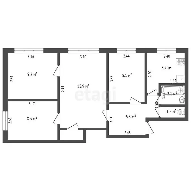4-комнатная квартира: Коряжма, Советская улица, 4 (57.8 м) - Фото 0