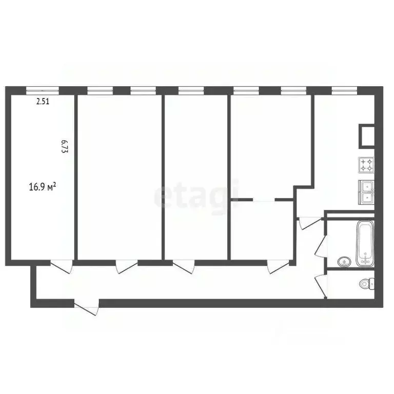 Комната Санкт-Петербург ул. Черняховского, 43 (16.9 м) - Фото 1
