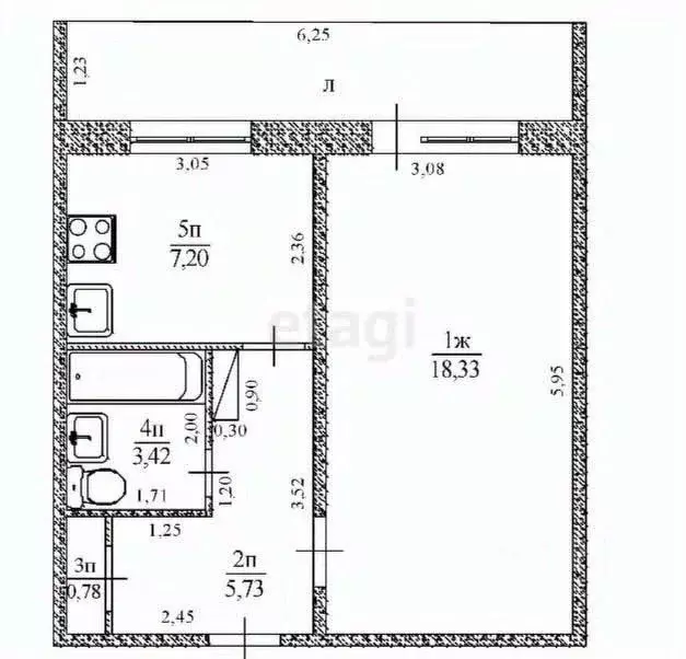 1-к кв. Ульяновская область, Ульяновск Камышинская ул., 27 (35.5 м) - Фото 1