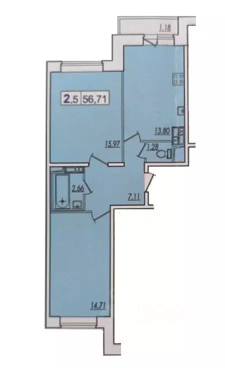2-к кв. Ленинградская область, Кудрово г. Всеволожский район, ... - Фото 2