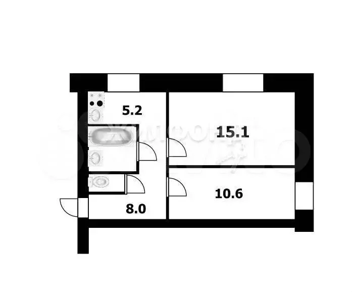 2-к. квартира, 42 м, 2/2 эт. - Фото 0