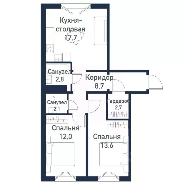 2-к кв. Челябинская область, Челябинский городской округ, пос. ... - Фото 1