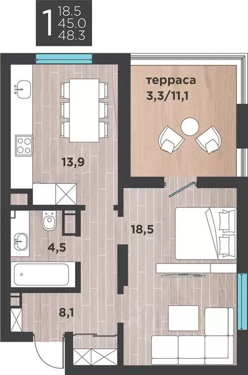 1-к кв. Калининградская область, Калининград ул. 3-я Большая Окружная, ... - Фото 0