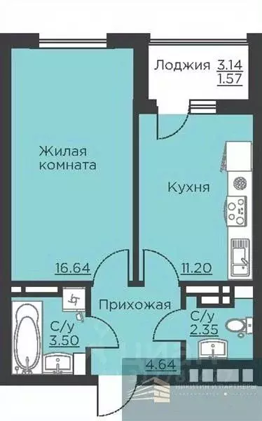 1-к кв. Воронежская область, Воронеж ул. Ломоносова, 116Б (39.9 м) - Фото 0
