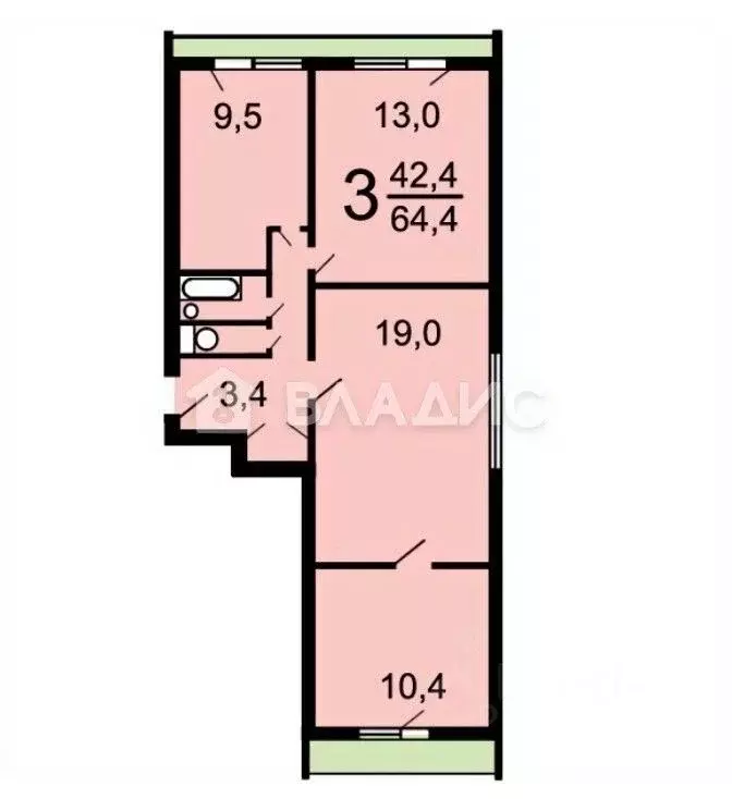 3-к кв. Москва ул. Маршала Тимошенко, 24 (64.4 м) - Фото 2