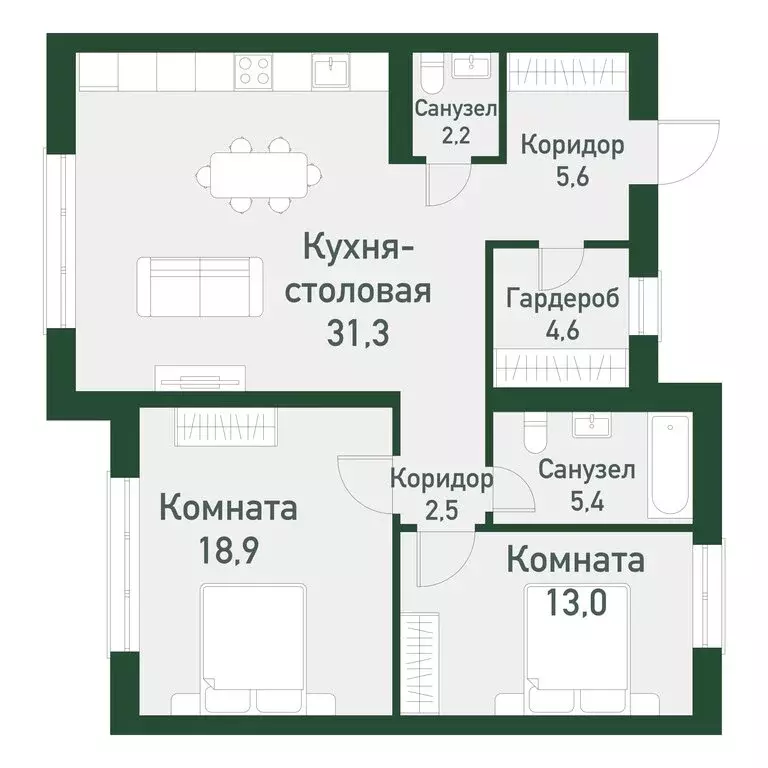 2-комнатная квартира: посёлок Западный, микрорайон Привилегия (83.35 ... - Фото 0