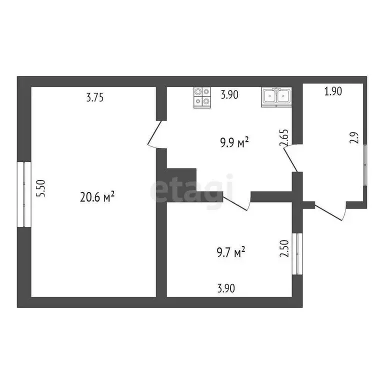 2-комнатная квартира: село Палатово, Молодёжная улица, 3 (40.2 м) - Фото 1
