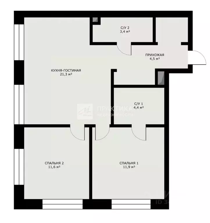 3-к кв. Москва ул. Академика Челомея, 1А (61.1 м) - Фото 2