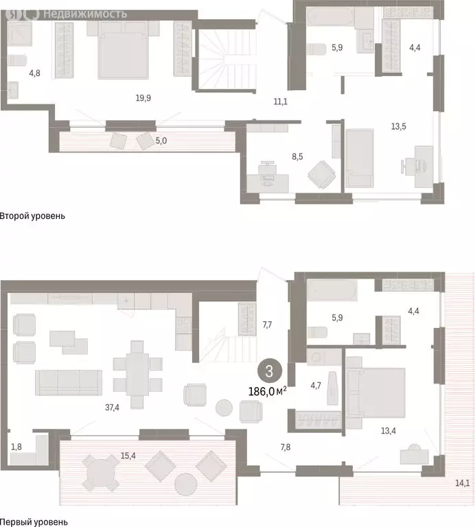 3-комнатная квартира: Тюмень, Урайская улица (185.95 м) - Фото 1