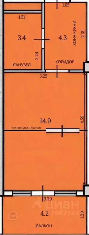 Студия Севастополь ш. Фиолентовское, 134к5 (26.8 м) - Фото 1