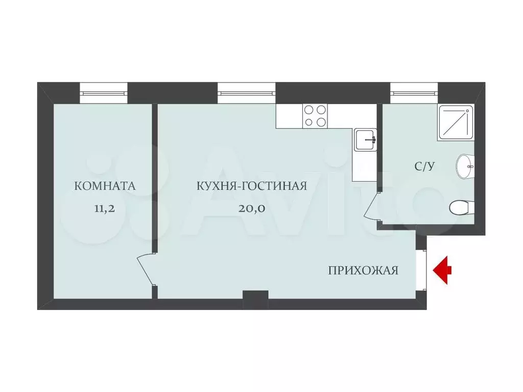 2-к. квартира, 45 м, 1/3 эт. - Фото 0