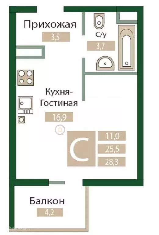 Продаётся квартира-студия, 26 м - Фото 0