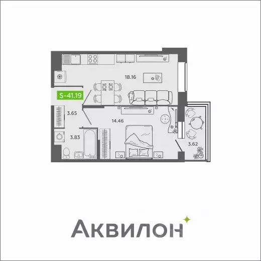 1-к кв. Архангельская область, Архангельск Северодвинская ул., 25А ... - Фото 0