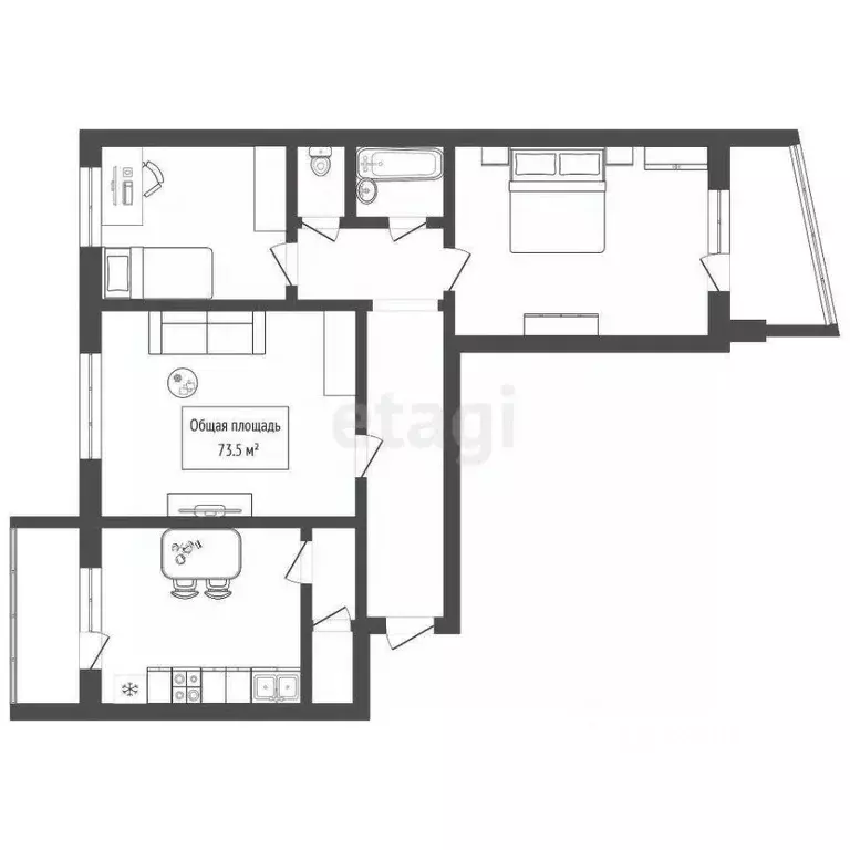 3-к кв. Новосибирская область, Новосибирск Хилокская ул., 1в (73.5 м) - Фото 1