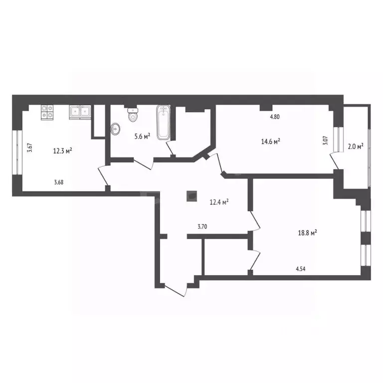 2-к кв. Псковская область, Псков ул. Кузбасской Дивизии, 26 (73.3 м) - Фото 2