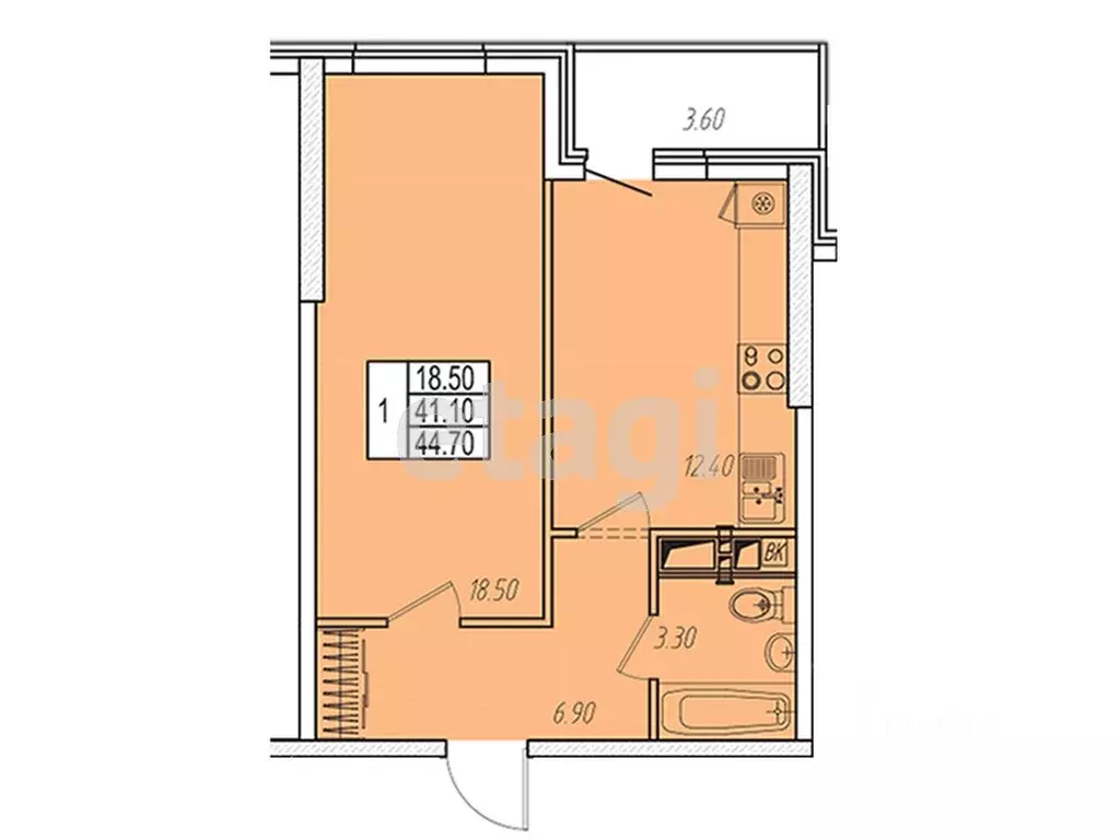 1-к кв. Краснодарский край, Анапа ул. Омелькова, 93 (44.7 м) - Фото 1