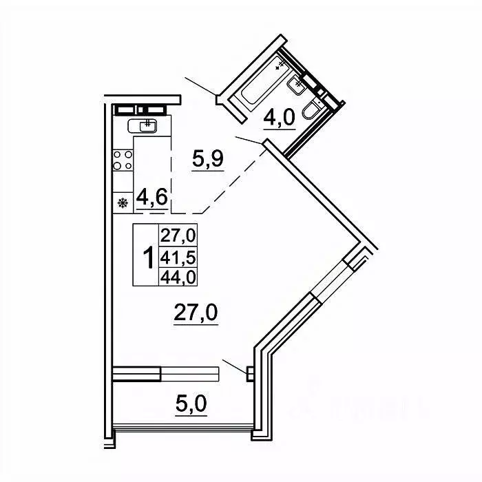 1-к кв. Приморский край, Владивосток Лесная ул., 1В/1 (44.0 м) - Фото 1