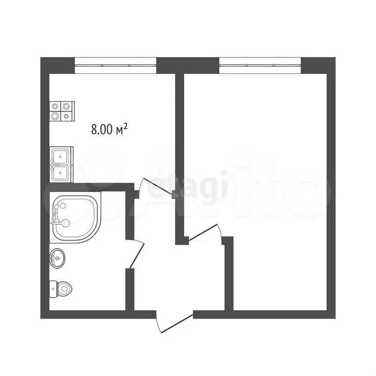 1-к. квартира, 30 м, 2/8 эт. - Фото 0