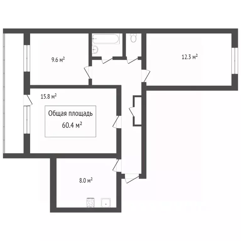 3-к кв. Томская область, Томск ул. Федора Лыткина, 26 (110.0 м) - Фото 2
