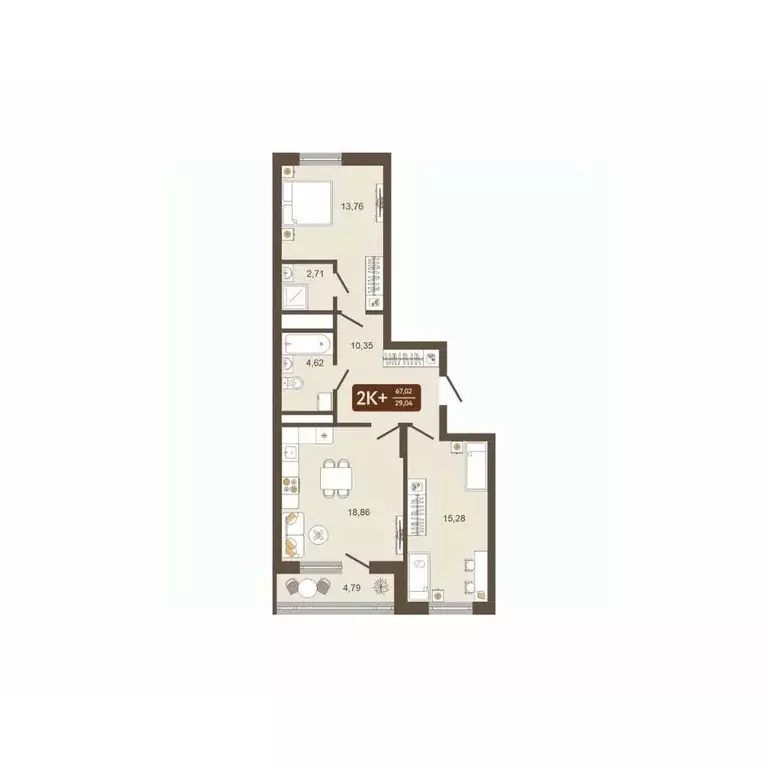 2-к кв. Кемеровская область, Новокузнецк Макеевская ул. (67.02 м) - Фото 2