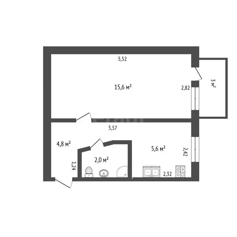 1-комнатная квартира: Саки, Строительная улица, 15 (29.7 м) - Фото 1