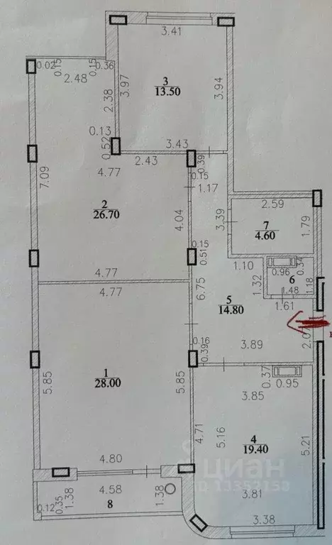 3-к кв. Чувашия, Чебоксары ул. Герцена, 8 (108.4 м) - Фото 1