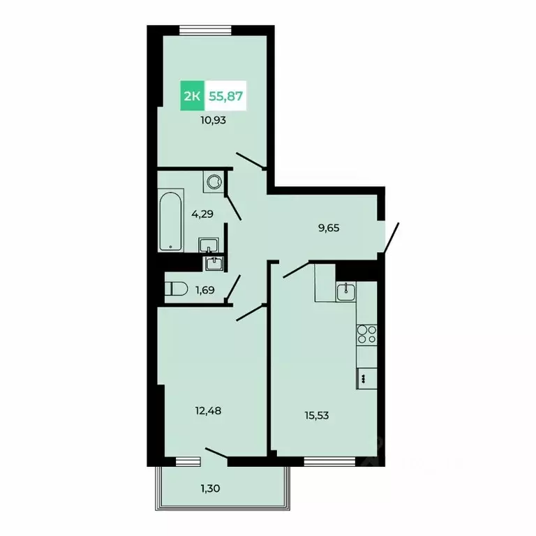 2-к кв. Ростовская область, Аксайский район, Щепкинское с/пос, пос. ... - Фото 1