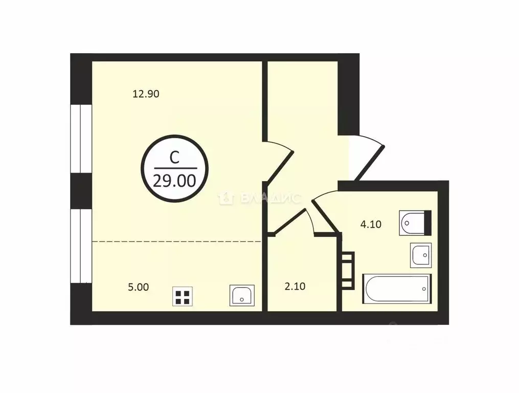 Квартира, студия, 29 м - Фото 1