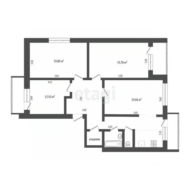 3-к кв. Тюменская область, Тюмень Заводская ул., 1 (110.0 м) - Фото 2