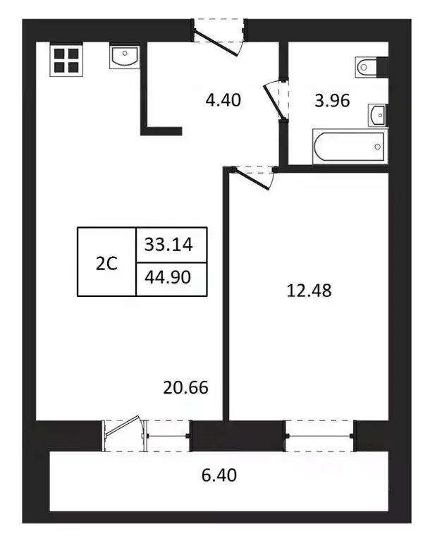 2-к кв. Новосибирская область, Новосибирск ул. Юности, 9 (44.9 м) - Фото 1