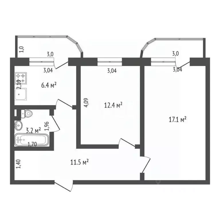 2-к кв. Дагестан, Махачкала ул. Бейбулатова, 4 (56.0 м) - Фото 2