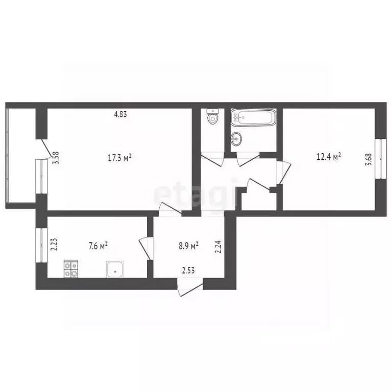 2-к кв. Архангельская область, Котлас ул. Невского, 14А (51.0 м) - Фото 2