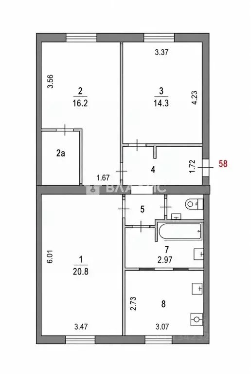 3-к кв. Москва 1-й Рощинский проезд, 8 (80.0 м) - Фото 2