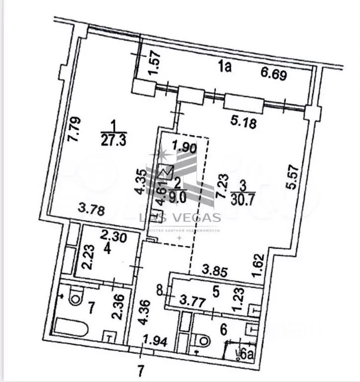 2-к. квартира, 95,9 м, 4/8 эт. - Фото 0
