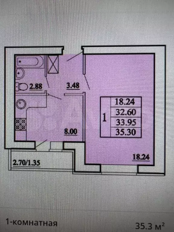 1-к. квартира, 35 м, 2/10 эт. - Фото 0