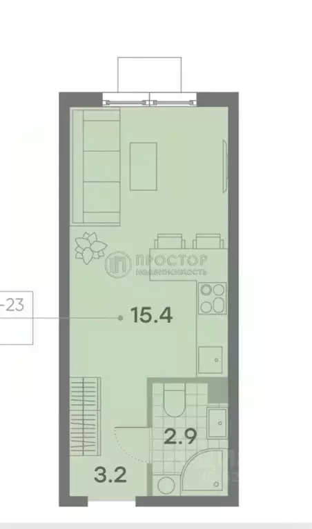 Студия Москва Парксайд жилой комплекс, 3 (21.5 м) - Фото 1