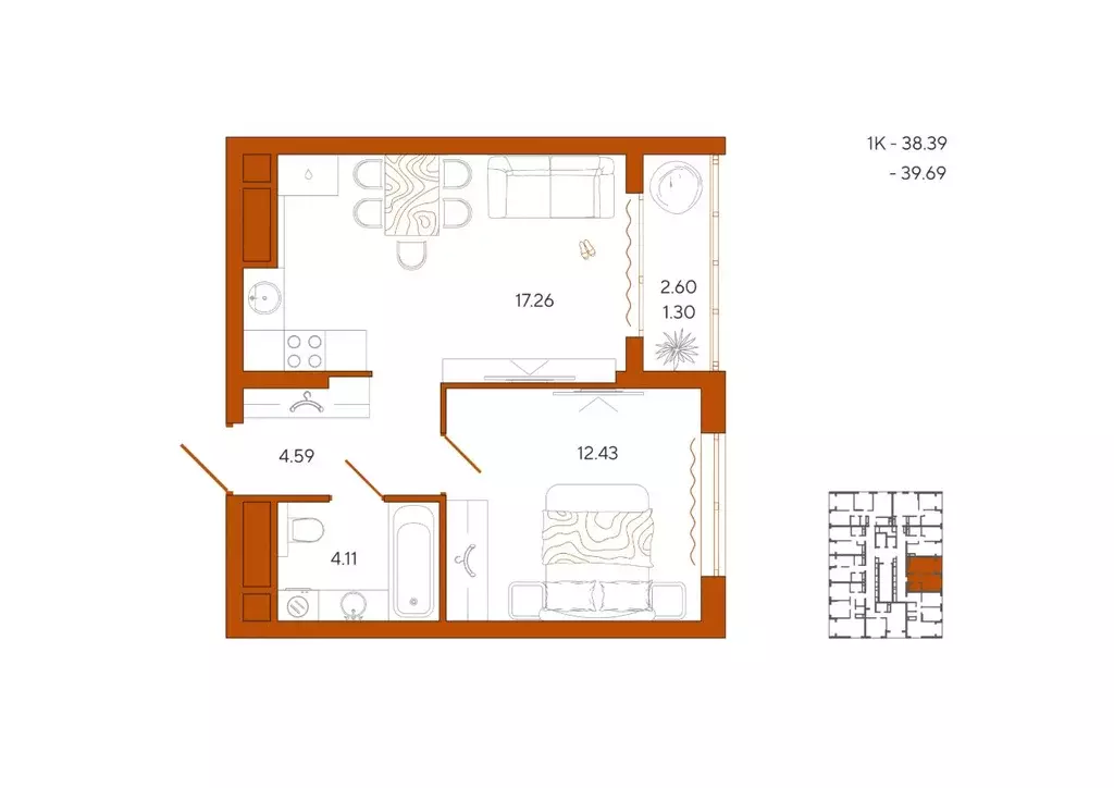 1-к кв. Пензенская область, Пенза Терра жилой комплекс (39.62 м) - Фото 1
