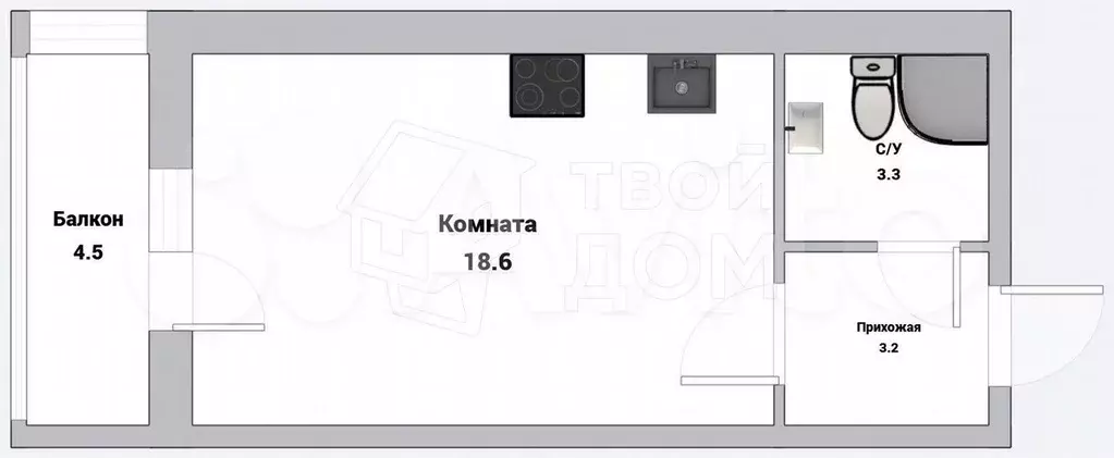 Квартира-студия, 24 м, 18/19 эт. - Фото 0