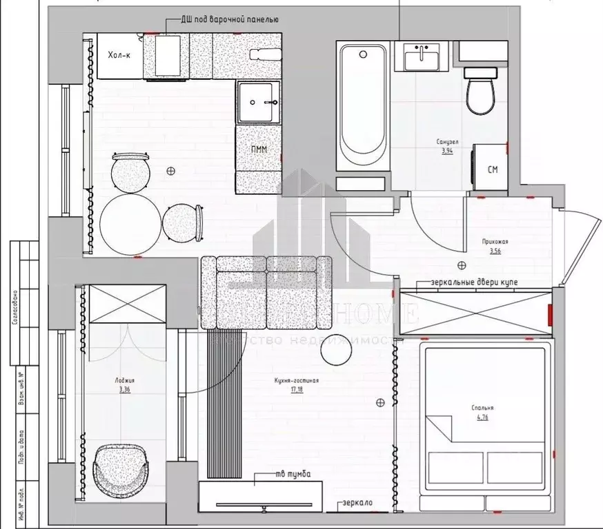 Студия Санкт-Петербург бул. Измайловский, 9 (32.0 м) - Фото 2