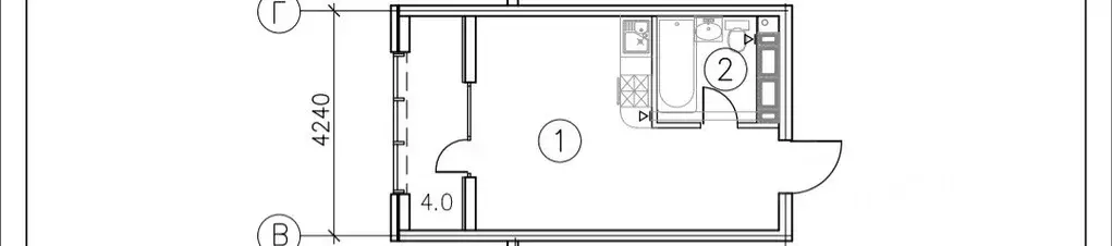 Студия Краснодарский край, Новороссийск просп. Ленина (25.0 м) - Фото 1