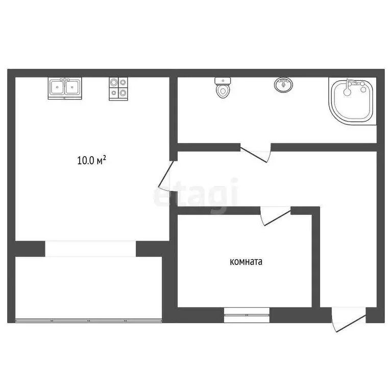 1-комнатная квартира: Терскол, 5 (43 м) - Фото 1