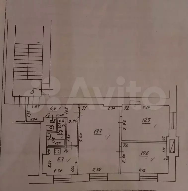 3-к. квартира, 58 м, 2/3 эт. - Фото 0