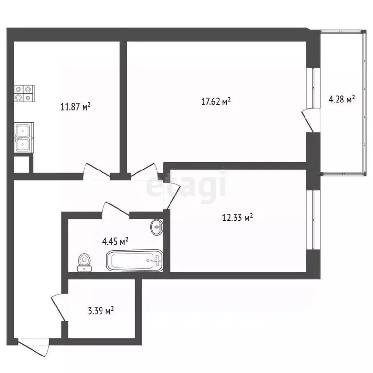 2-к кв. Пермский край, Пермь ул. Николая Островского, 52 (58.5 м) - Фото 1