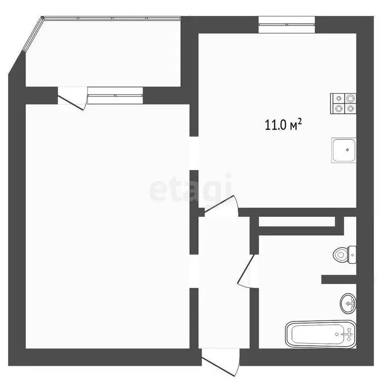 1-комнатная квартира: Тюмень, улица Александра Митинского, 3 (39.5 м) - Фото 1