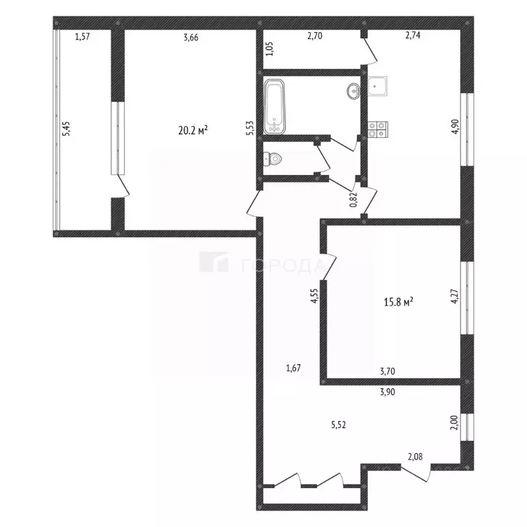 2-к кв. Кемеровская область, Новокузнецк ул. Кирова, 75 (82.6 м) - Фото 2