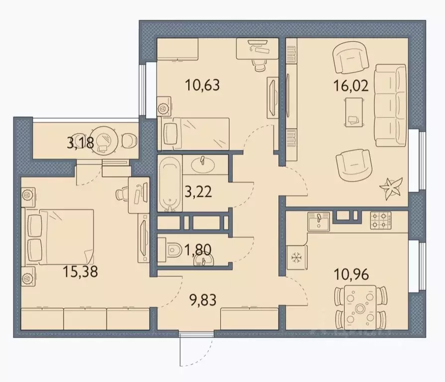 3-к кв. Брянская область, Брянск просп. Станке Димитрова, 67к7 (68.0 ... - Фото 1