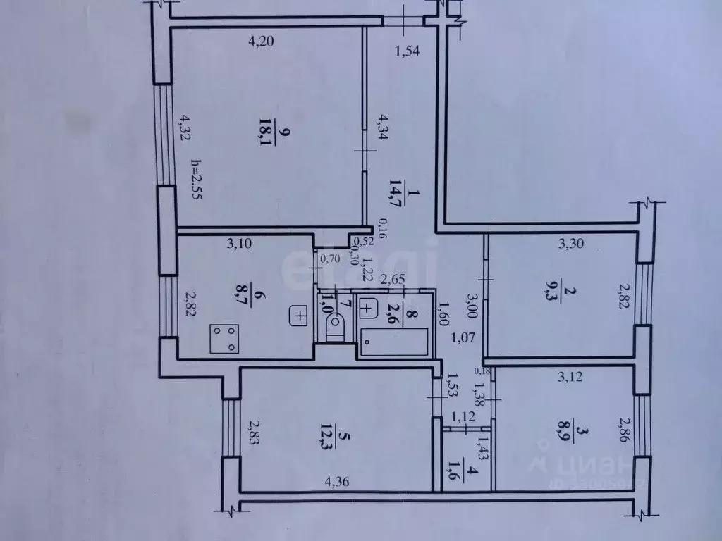 4-к кв. Забайкальский край, Чита 1-й мкр, 38 (77.2 м) - Фото 1