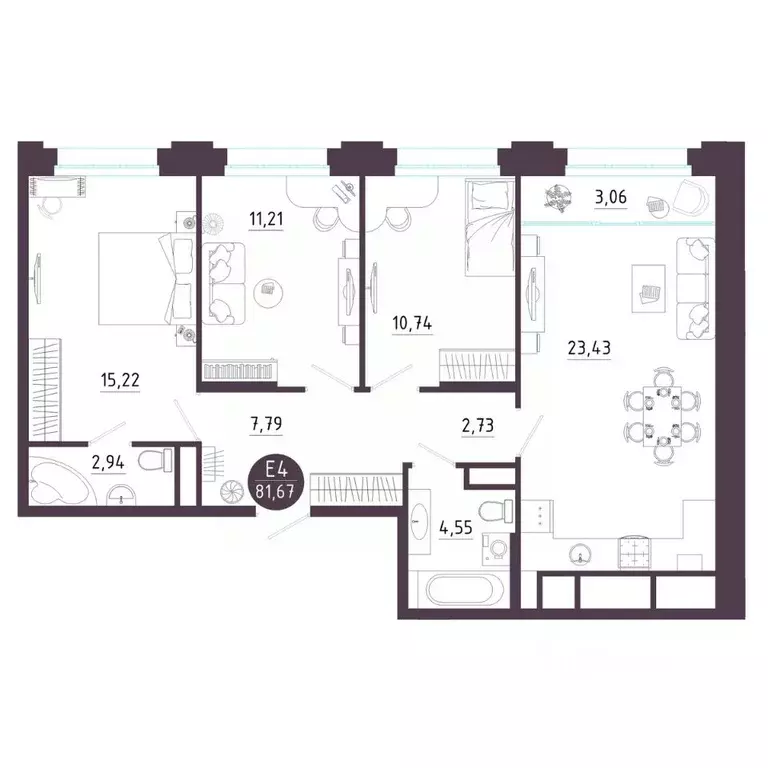 3-к кв. Рязанская область, Рязань Московское ш. (81.67 м) - Фото 0