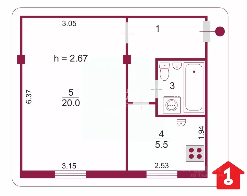 1-к кв. Омская область, Омск Комсомольский городок, ул. Комсомольский ... - Фото 2