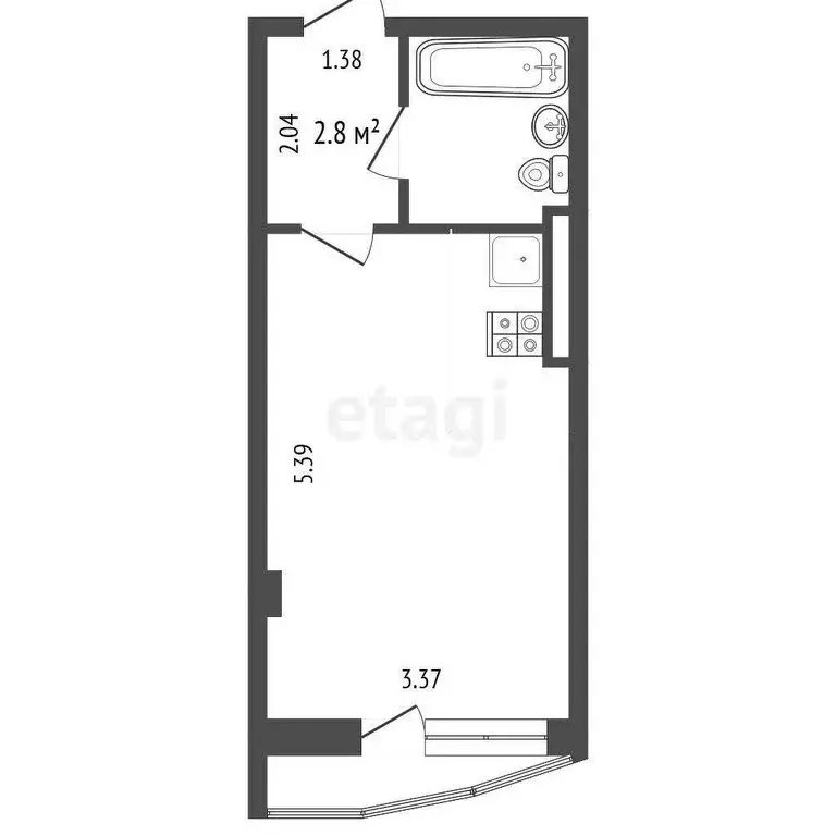 Квартира-студия: Белгород, улица Победы, 126 (23.7 м) - Фото 1